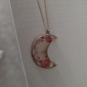 Gold Crescent Moon Pendant Necklace